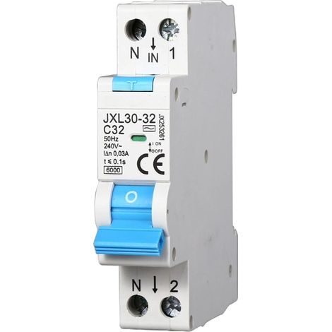 gloca Interruttore Magnetotermico Differenziale 1P+N 32A 30mA 220V 6KA 1 Modulo DIN C32 (1/4)
