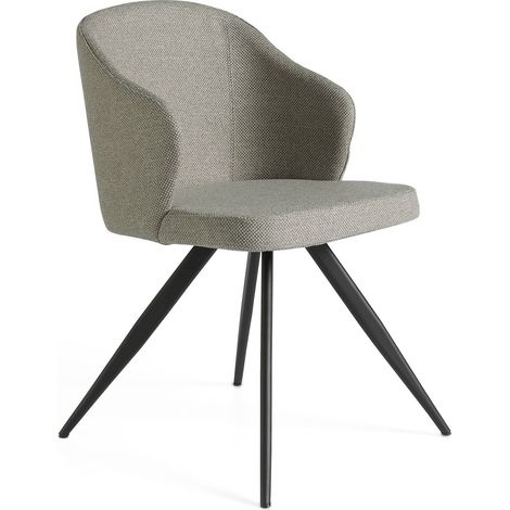 Chaise rembourrée structure acier inoxydable peint - Gris, noir (1/5)