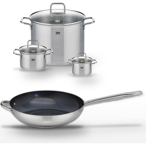 Lot Poêle 32cm Profi Therm Platinum Elo & 3 Faitouts Elo Citrin (1/5)
