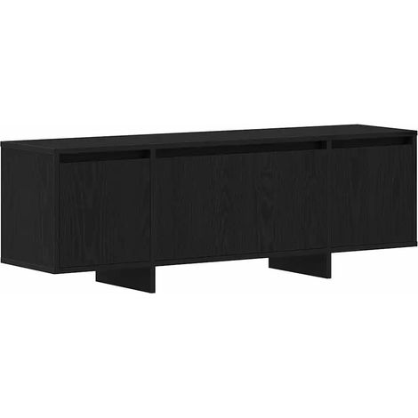 Meuble TV moderne avec portes affleurantes espace de rangement 120 x 30 x 40 cm en bois d'ingénierie noir (1/5)
