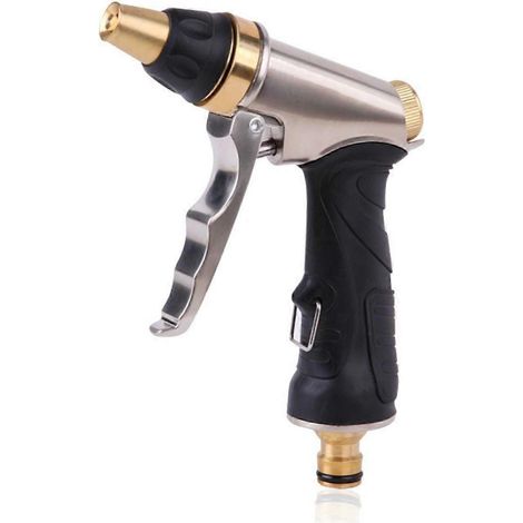 Garden Hose Nozzles and Spray Guns with All Brass Tips, 4 Mode Water Gun Sprinkler, High Pressure Nozzles for Plant Watering, Cleaning, Car Washing (1/4)