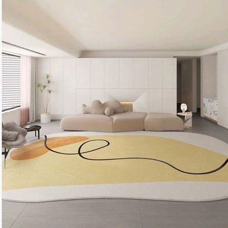 Tapis antidérapant motif géométrique 4 saisons pour salon, moquette épaisse insonorisante lavable, protection de sol résiliente (1/4)