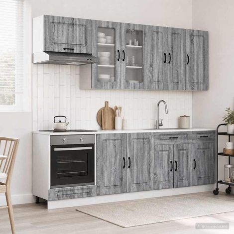vidaXL Unité de cuisine KALMAR 8 pcs Sonoma gris Bois d'ingénierie (1/5)