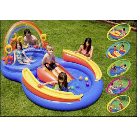 Intex – Piscine gonflable ovale 57453 – Toboggan aquatique – Dimensions 297x193x135 cm – Capacité 175L – Vinyle 0,30 mm