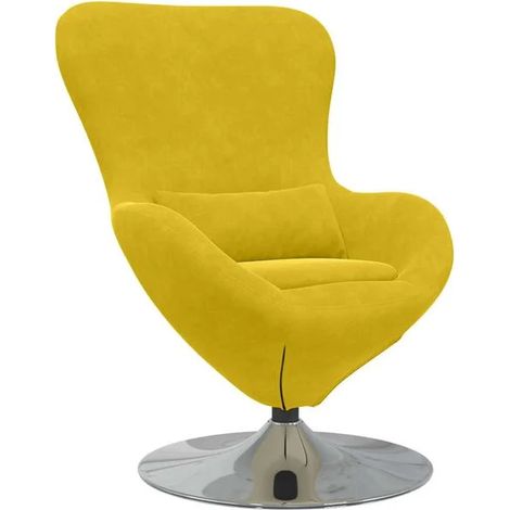 Fauteuil en velours jaune en forme d'œuf (1/5)