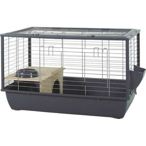 ZOLUX Cage grillagée cochon d'inde et rongeur Néolife - 80 x 52,5 x 48 cm - Gris