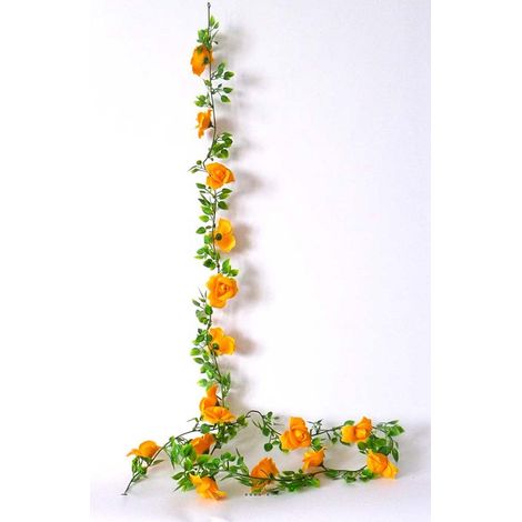Guirlande de 16 Roses artificielles Jaune plastique L 180 cm - couleur: Jaune