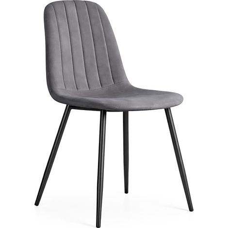 Silla de terciopelo acolchada LUMO Grafito Oscuro patas negras (1/5)