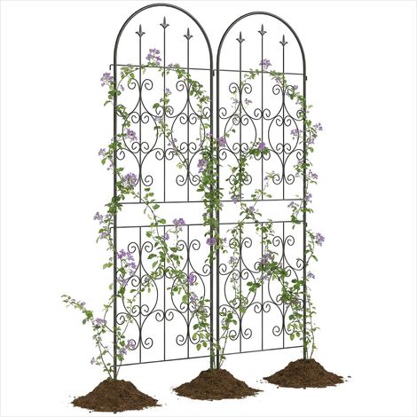 Arche de jardin Lot de 2 treillis métal noir 180 cm pour plantes (1/5)