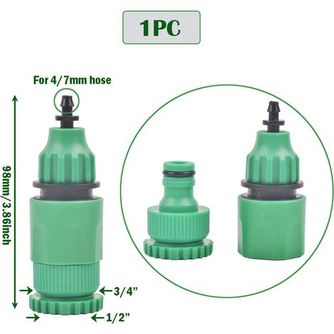 (Chine continentale) Vanne en plastique avec raccord rapide, filetage femelle 3/4", filetage mâle 3/4", adaptateur pour tuyau d'arrosage (agriculture, jardin, etc.). (1/5)