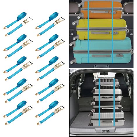 Correas de sujeción, material poliéster, 5 cm de ancho, 10 unidades, capacidad de carga de 2500 kg, color azul. (1/5)