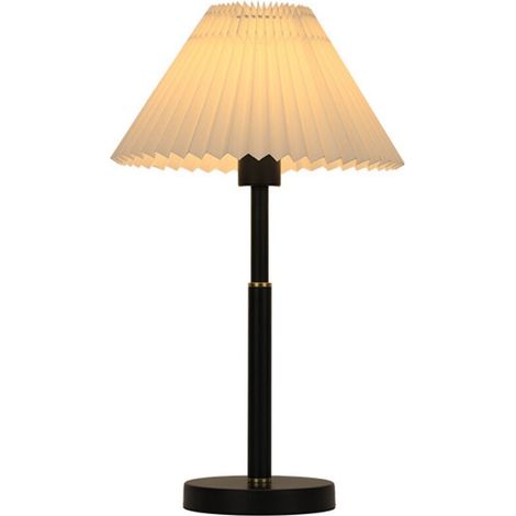 Lampe de table plissée nordique E27 lumière blanche abat-jour plissé corps noir abat-jour blanc (1/2)