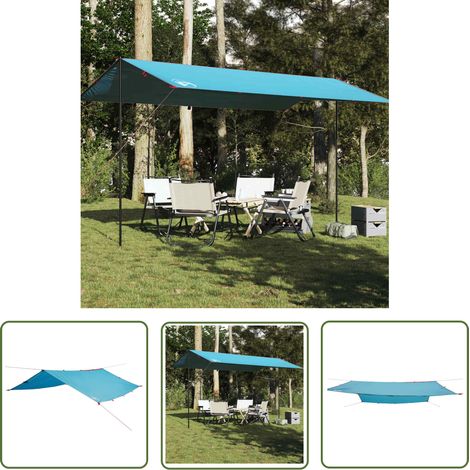 The Living Store Tarp Blau 500x294 cm Wasserdicht - Outdoorzelt - Campingzubehör - Wasserdichte Plane - Wanderzelt - Strandtuch (1/5)