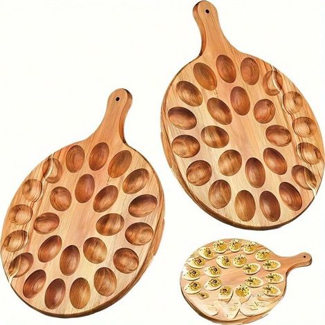 Porte-œufs créatif en bois avec compartiments pour la cuisine et le réfrigérateur, plateau de présentation des œufs disponible en gros. (1/4)