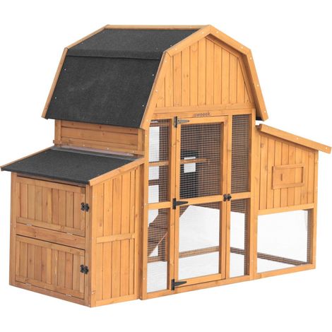 Wooden chicken coop, fir wood hen house, 195,5 x 90 x 152,5 cm - Gasconne