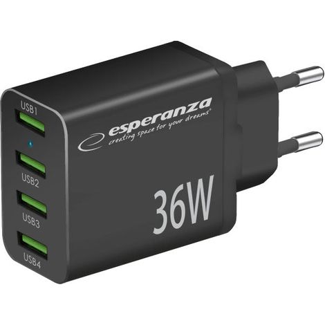 Esperanza Quick Power Charger 36W 4X Usb-A Qc 3.0 18W