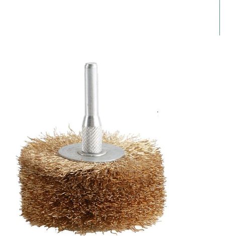 Brosse métallique rotative 3,75 mm – Acier rapide revêtu de laiton – Pour nettoyage et ébavurage des surfaces métalliques – Compatible perceuses (1/5)