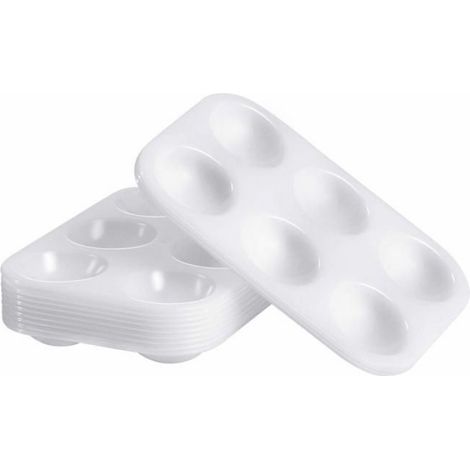 Lot de 12 palettes de peinture en plastique, 6 bacs rectangulaires pour aquarelle, plateau de peinture pour fête de peinture,blanc (1/4)