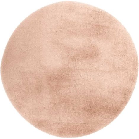 Tapis Uni Rond Doux à Poils Longs "Rabbit" Beige 120 cm (1/5)