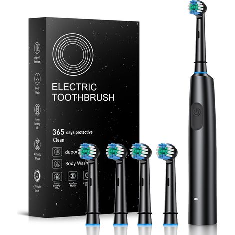 Brosse à dents électrique rotative à suspension magnétique, 5 modes, nettoyage sonique, 8 têtes de brosse et étui de transport, convient pour les enfants et les adultes, les voyages, le camping, le (1/5)