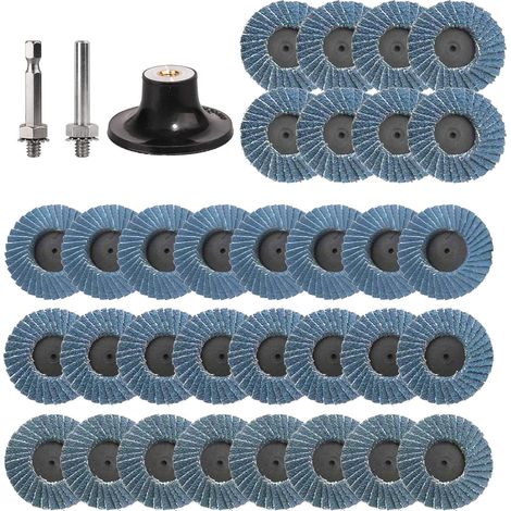 Lot de 32 disques abrasifs 40/60/80/120 pour meuleuses d'angle 2"/50 mm (1/5)