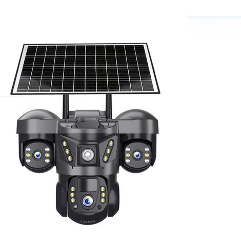 Caméra de Surveillance extérieure 4G à énergie Solaire, Triple Objectif, Trois écrans, étanche, avec Batterie(4G Camera) (1/5)