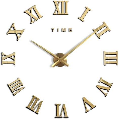 DIY 3D Modern Silent Wall Clock Large Mirror Wall Clock Sticker for Decoration Gift for Home, Restaurant, Office and Hotel (gold) (1/3)