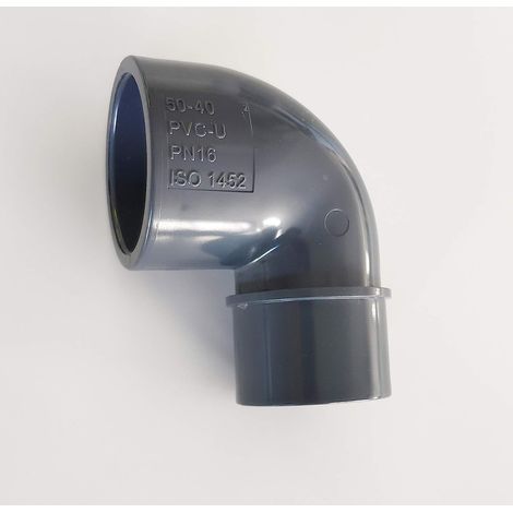 Interplast – Coude PVC pression 90° male femelle 50mm – Diamètre extérieur 50mm – PN16 pour piscine et arrosage – Raccord d'évacuation