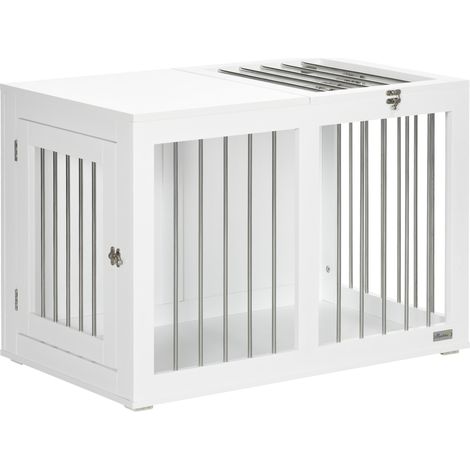 Cage pour chien moyenne taille 80 x 50 x 56,5 cm avec portes et fonction transport blanc (1/5)