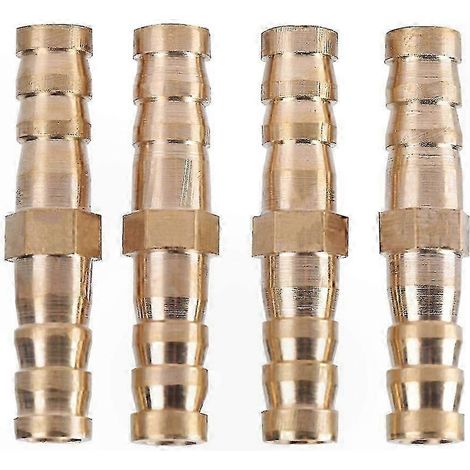 Raccord réducteur cannelé en laiton 8 mm à 8 mm pour tuyau d'arrosage, lot de 4 adaptateurs compatibles avec les applications de plomberie, de bonne qualité WHBYV (1/4)