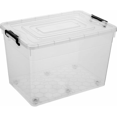 CONTENEUR DE RANGEMENT EN PLASTIQUE ROBUSTE 60X40X39CM 70L SUR ROULETTES (1/3)