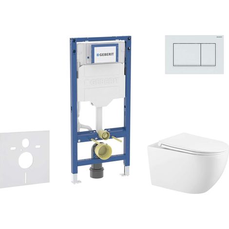 Geberit Duofix - Conjunto de instalación empotrada, inodoro Gaia y asiento softclose,pulsador Sigma20, blanco/blanco mate SANI11CA3142B (1/5)