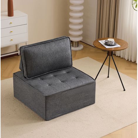 Sillón modular individual, sofá relax, 81 x 81 x 80 cm, gris oscuro DESVIAE (1/5)