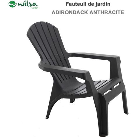 Fauteuil Adirondack résine polypropylène Wilsa Garden - Anthracite - 1 Fauteuil Adirondack