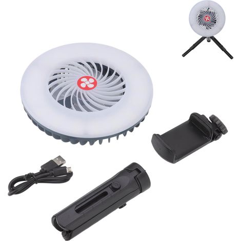 Lampe Camping Ventilateur USB Chargement Lumière LED 500lm ABS Anti-chute Plafond Tent Multifonction