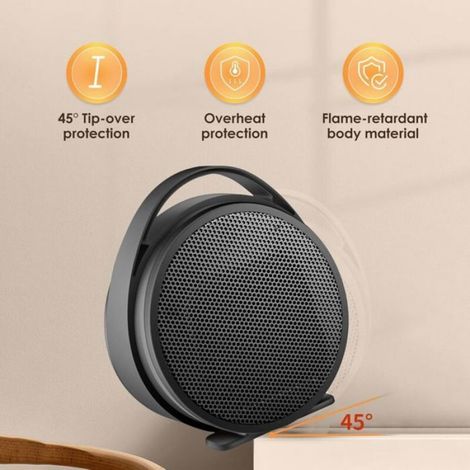 Chauffage soufflant 1000 W avec thermostat, élément céramique PTC, protection surchauffe et basculement, pour bureau à domicile (1/5)