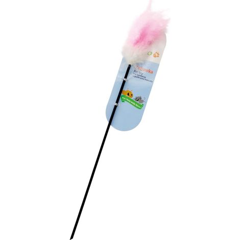 Yarro  Giocattolo per gatti  Bastoncino con piuma rosa 50/10cm - Bastoncino con piuma rosa 50/10cm