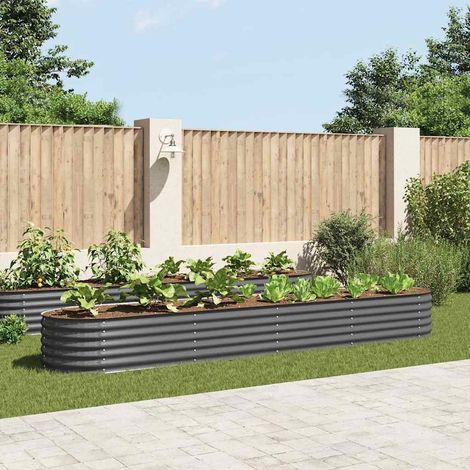 45526 Garden Raised Bed 400x80x44 cm Galvanised Steel Grey vidaXL