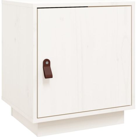 Comodino con vani portaoggetti con anta 40 x 34 x 45 cm legno di pino bianco DEC033349