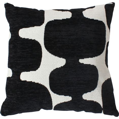 Coussin décoratif déhoussable jacquard motif moderne Noir 40x40 cm (1/4)