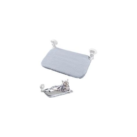 Hamac Chat Fenetre Hamac pour Chat Fenetre Pliable Démontable avec Ventouse pour Surfaces Lisses,Tissu Double Face en Maille/Peluche,Facile à Nettoyer,Gris 30×45cm (1/5)