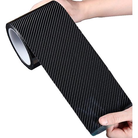 KLVGTIFS PU - Bande de protection de seuil de porte de voiture, 10 cm x 3 m, en fibre de carbone, autocollant anti-éraflures.
