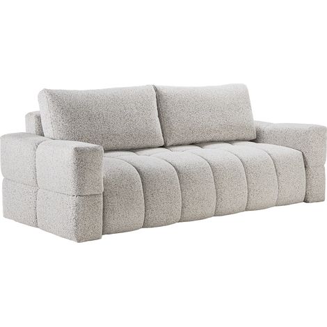 Canapé 3 places convertible en tissu chiné gris clair ISSORO