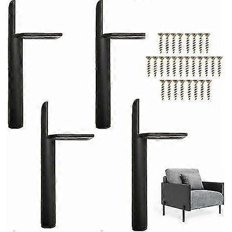 Vier schwarze Metall-Möbelfüße, 15 cm Ersatz-Sofafüße, Bodenschoner + rutschfester, geräuscharmer Fuß [HK]