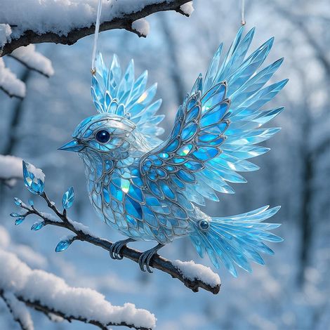 Ornement Acrylique - Décoration Arbre De Noël Fenêtre Intérieur - Forme Oiseau Plat 2D - 1 Pièce (1/5)