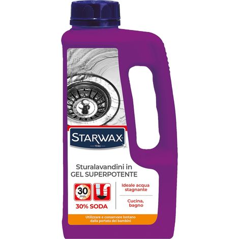 STARWAX - Sturalavandino gel superpotente - Ideale in caso di acqua stagnante - Agisce in 30 min - Formula gel con concentrazione di soda caustica al 30% - 1L - 1L = 2 interventi di sblocco (1/2)