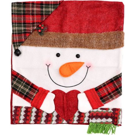 Housse De Chaise De Noël - Motif Père Noël Et Bonhomme De Neige - Pour Salle À Manger Cuisine Hôtel - Lavable - 1 Pièce (1/5)