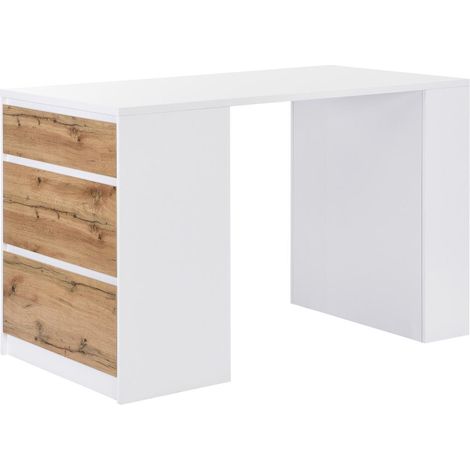 Isola centrale da cucina con 3 cassetti e 8 nicchie in MDF Bianco e Naturale chiaro - PALESTRINA (1/4)