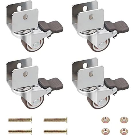 roulettes pivotantes en U de Ø25 mm, entraxe de 17 mm, avec frein, roues en caoutchouc, charge maximale 40 kg