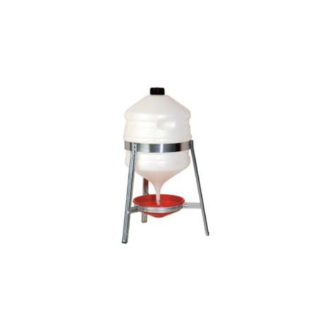 ABBEVERATOIO SATURNO IN PLASTICA CON TREPPIEDI IN METALLO PER POLLI  lt.30 di capienza ø cm.31x72h.